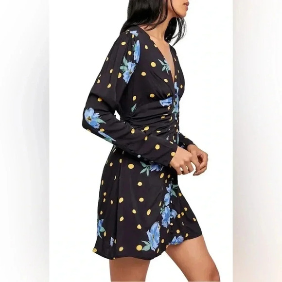 Free People Date Night Mini Dress Floral Polka Dot Size Medium - Picture 3 of 14